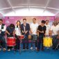 Pre-Launching Fitur Lifestyle pada Aplikasi PLN Mobile ditandai dengan pemukulan drum oleh E⁠xecutive Vice President Penjualan dan Pelayanan Pelanggan Retail PLN, Daniel Lestanto (tengah), Direktur E-Motion Entertainment, Arnold Limasnax (keempat dari kiri), Komisaris E-Motion Entertainment, ⁠Anastassia Limasnax (ketiga dari kiri), Vice President Layanan Digital PLN, Tofan Yuliyanto (ketiga dari kanan), dan Vice President PLN Mobile PLN Icon Plus, Muhammad Ryan Agung (kiri) bersama personil band Juicy Luicy serta Adrian Khalif.